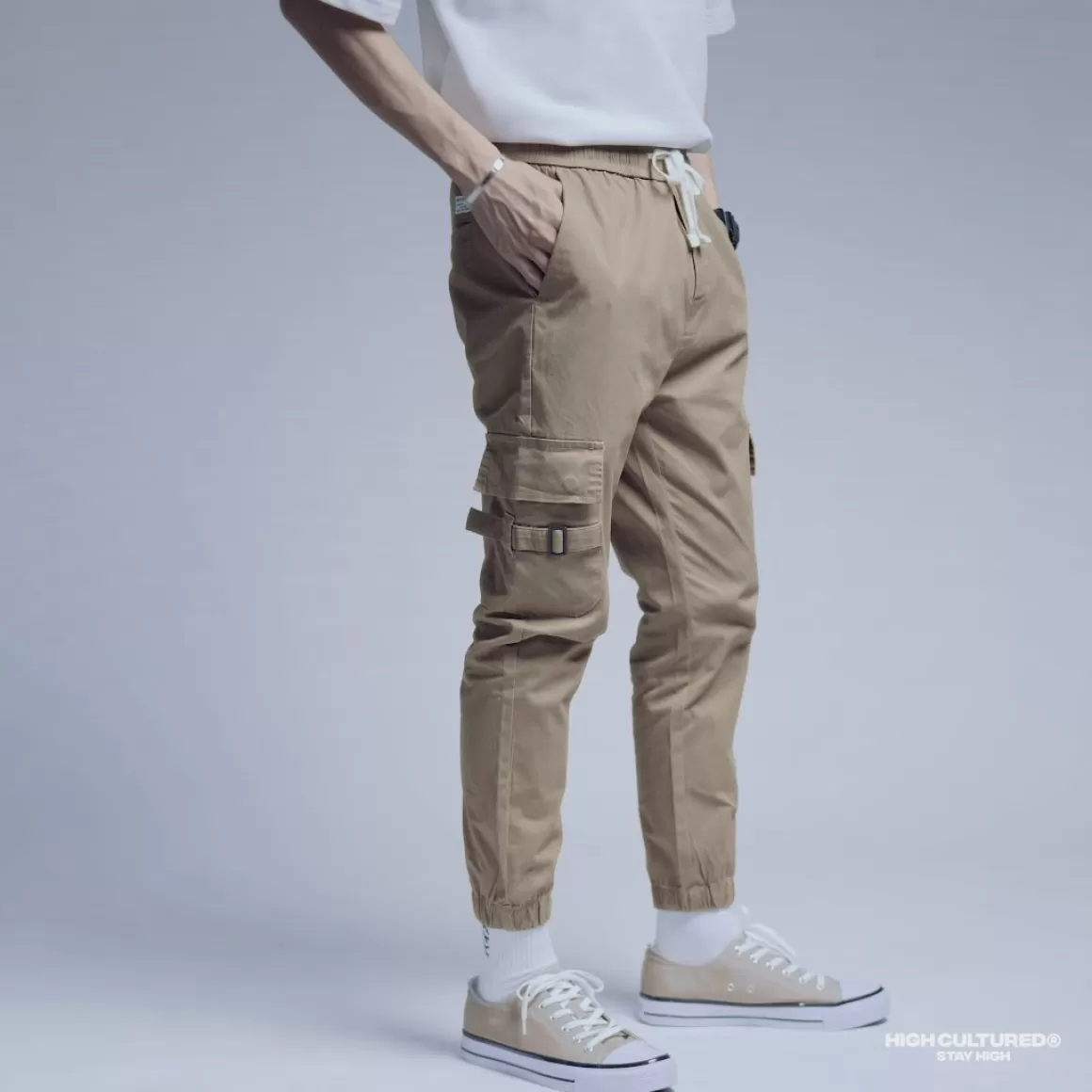 HIGH CULTURED Long Pants*Elastic Patch Pocket Jogger Pants - 136