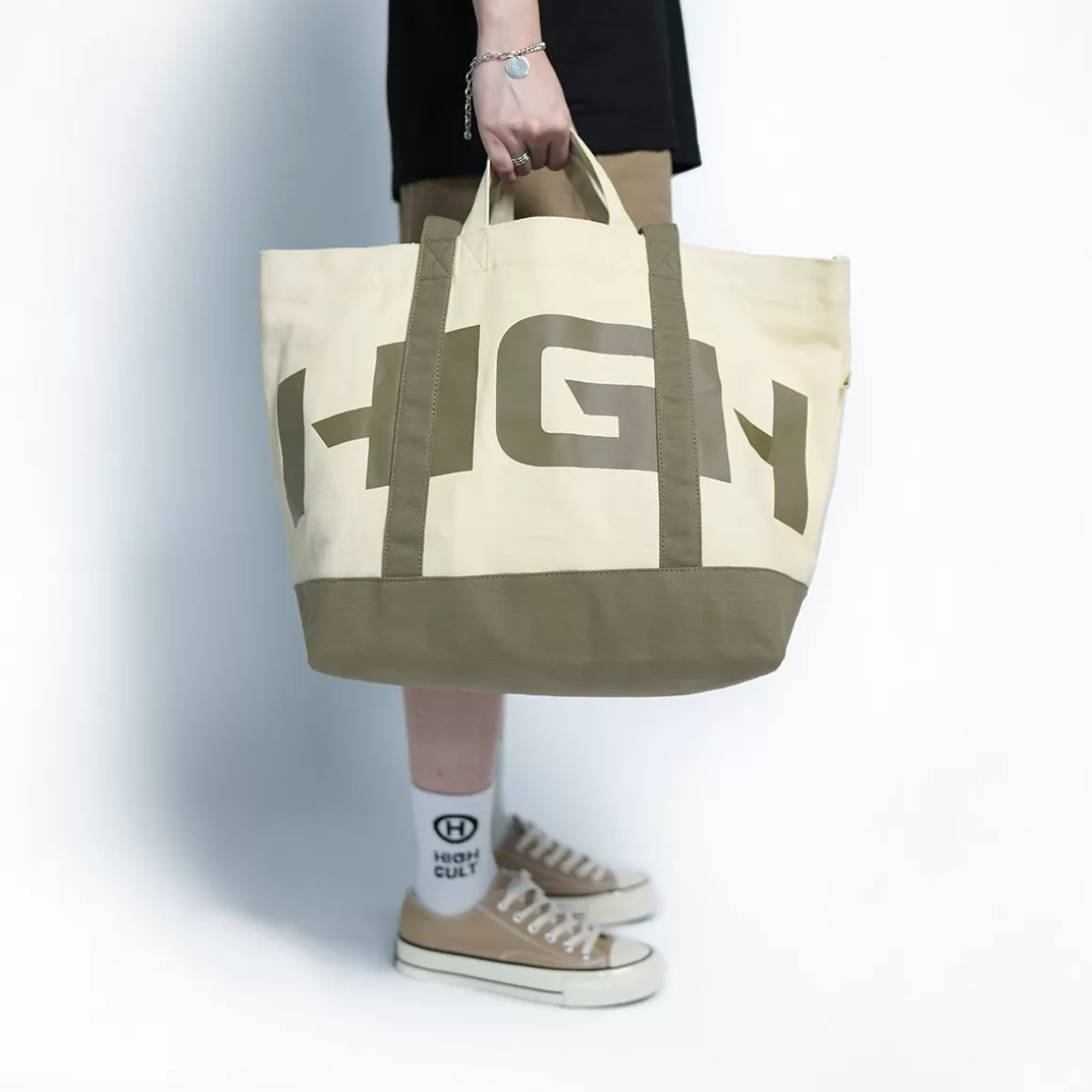 HIGH CULTURED Bags*Outsiders Double Handle Tote Bag - 10 Cream